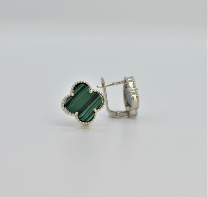 Срібні Сережки, Вага 3.50 г, Вставка Малахіт : Артикул 200000128638