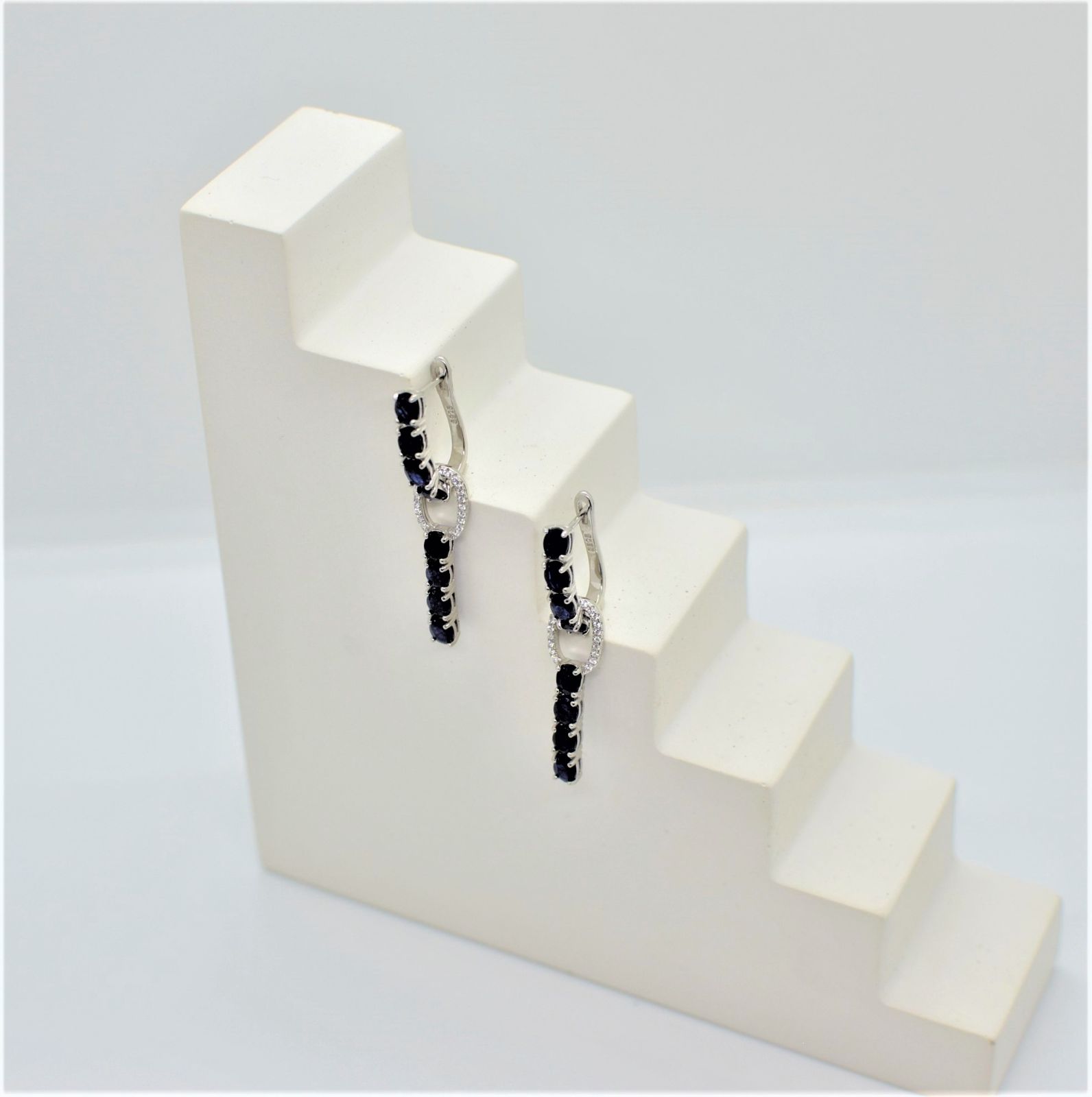 Срібні Сережки, Вага 8.30 г, Вставка Сапфір : Артикул 200000180082