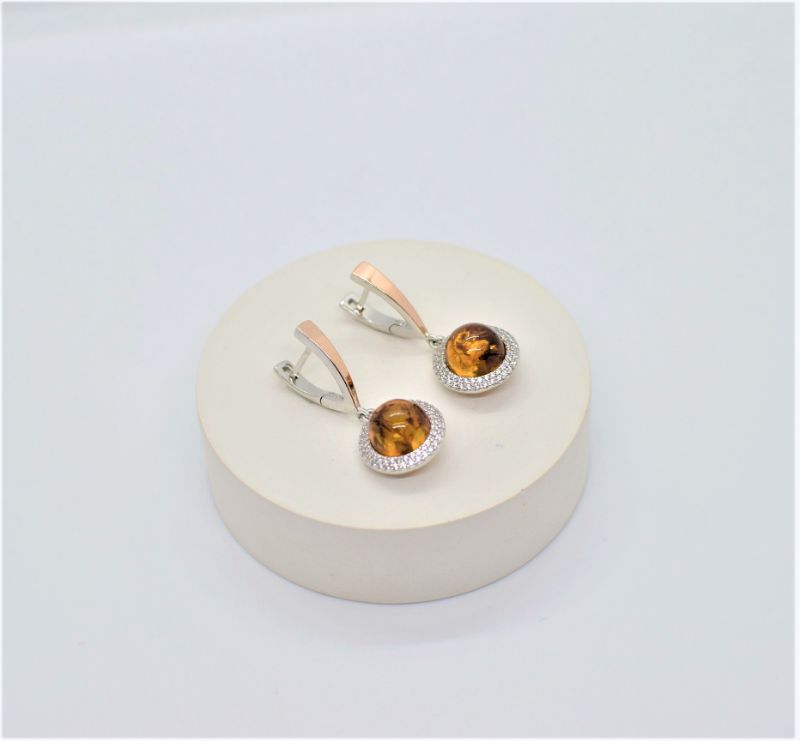 Срібні Сережки, Вага 6.81 г, Вставка Бурштин : Артикул 200000178778 Срібні Сережки, Вага 6.81 г, Вставка Бурштин : Артикул 200000178778