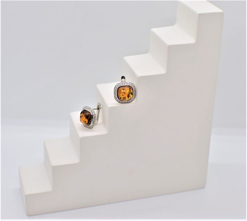 Срібні Сережки, Вага 5.78 г, Вставка Бурштин : Артикул 200000178779