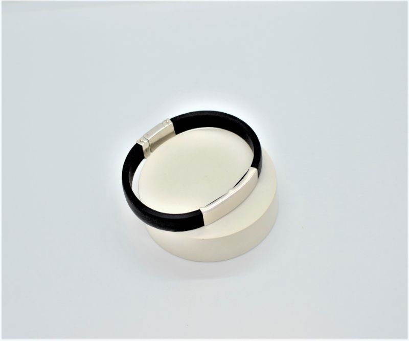 Срібний Браслет, Вага  16.10 г, Вставка Каучук, Розмір 20.5 : Артикул 200000118454