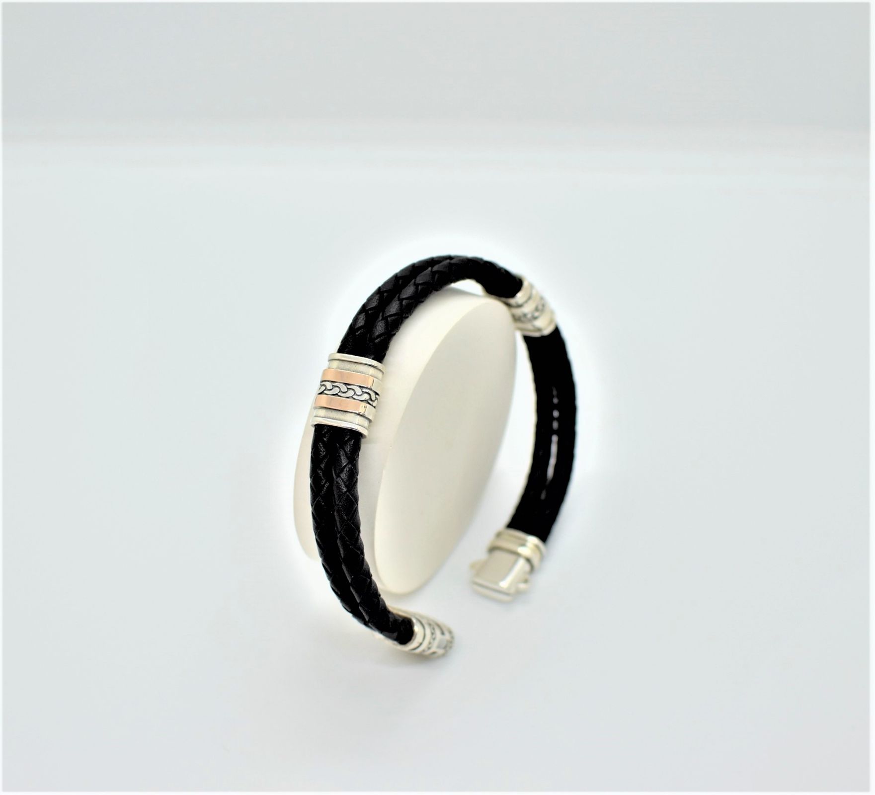 Срібний Браслет, Вага 23.22 г, Вставка Шкіра, Розмір 22.0 : Артикул 200000178773