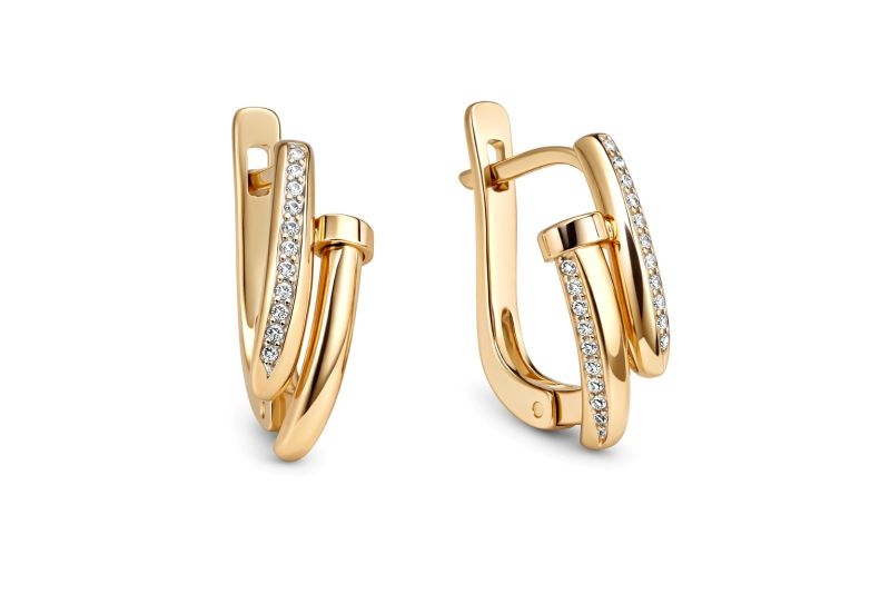 Золоті Сережки, Вага 3.32 г, Вставка Циркон : Артикул 200000183765