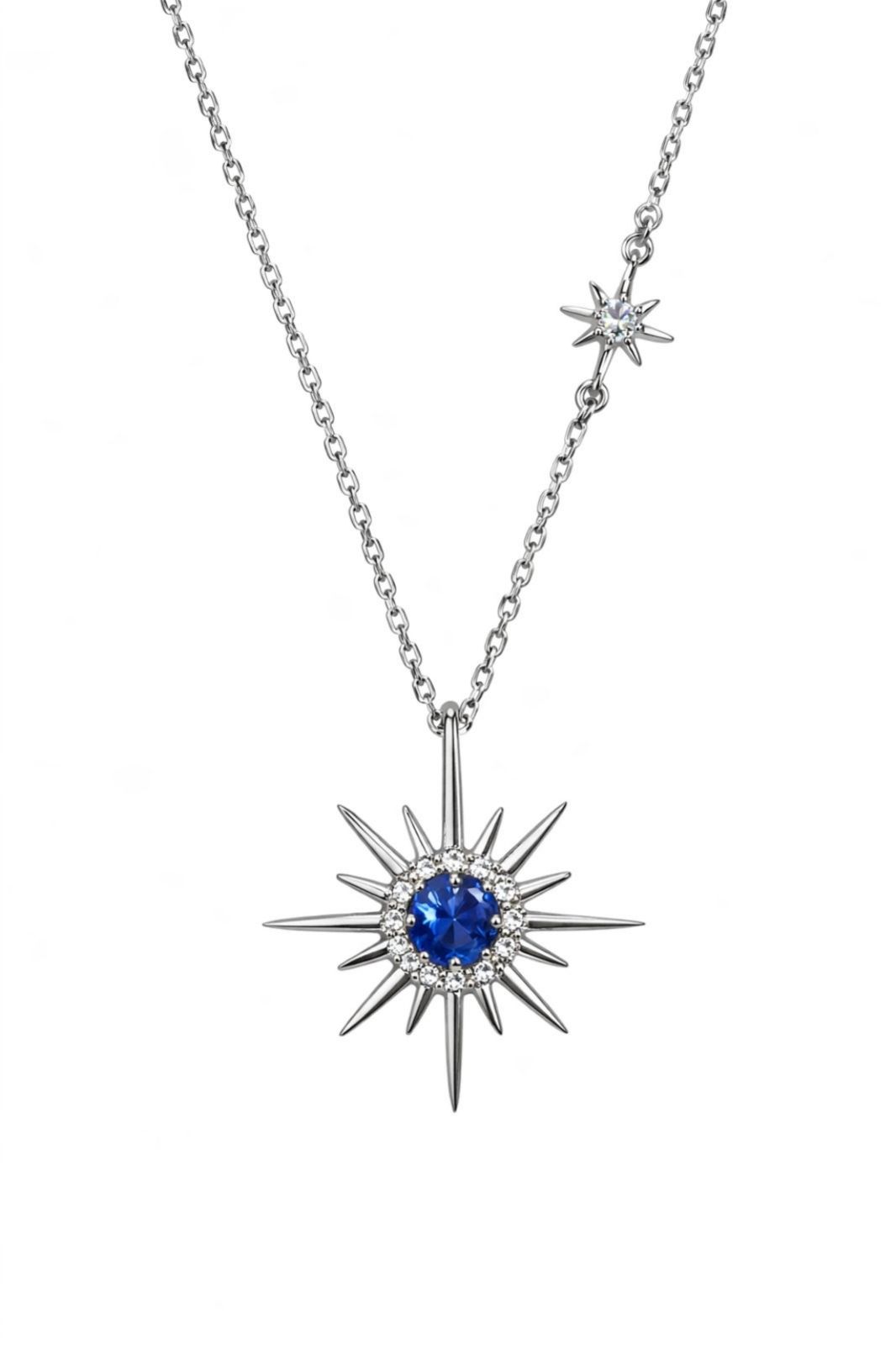 Золоте Кольє, Вага 4.16 г, Вставка Діамант 0.12 3/6, 0.10 3/6, Сапфір 0.45, Розмір 45.0 : Артикул 200000183025