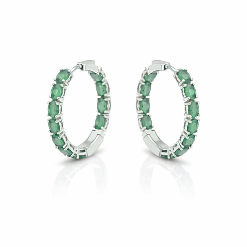 Срібні Сережки, Вага 6.40 г, Вставка Смарагд : Артикул 200000180094