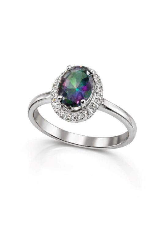 Срібний Перстень, Вага 2.60 г, Вставка Містік Топаз, Розмір 17.5 : Артикул 200000180736