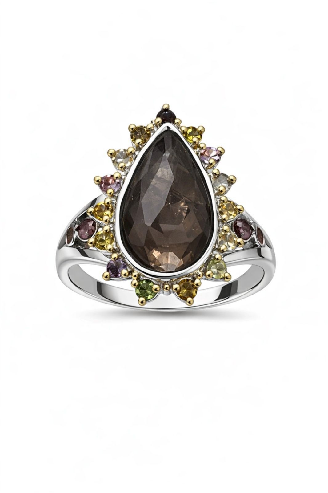 Срібний Перстень, Вага 9.10 г, Вставка Гірський Кришталь, мікс натур. камінців : Артикул 200000163021