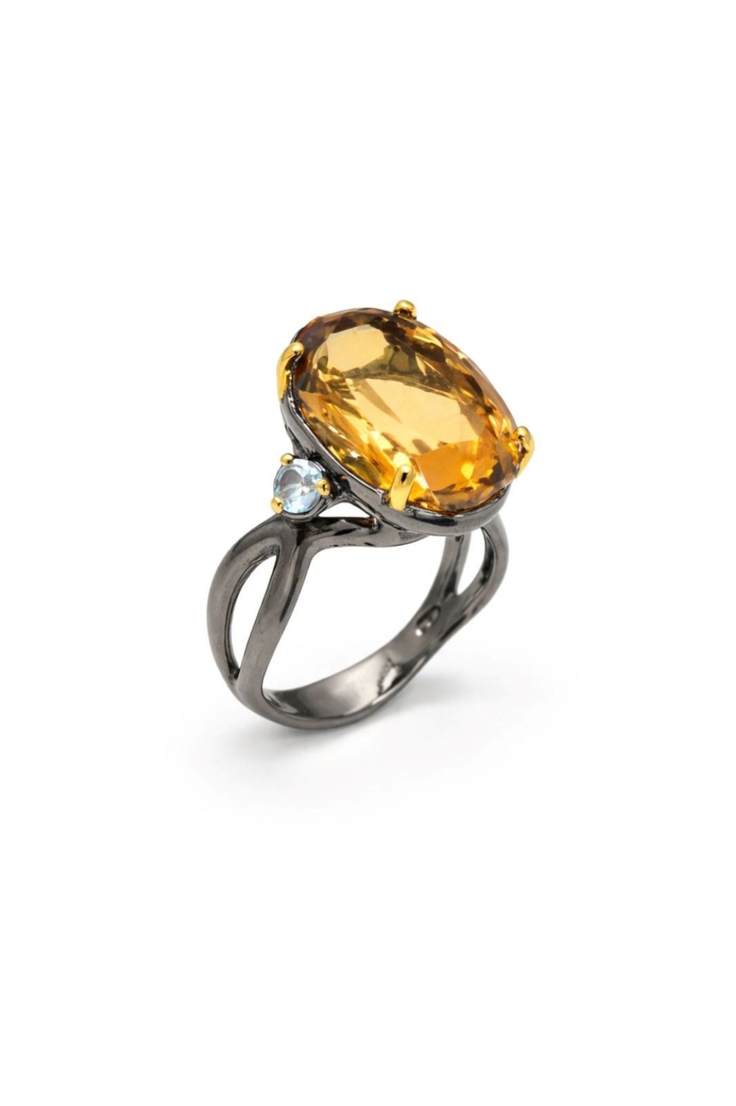 Срібний Перстень, Вага 7.80 г, Вставка Цитрин, Топаз, Розмір 18.5 : Артикул 200000163040
