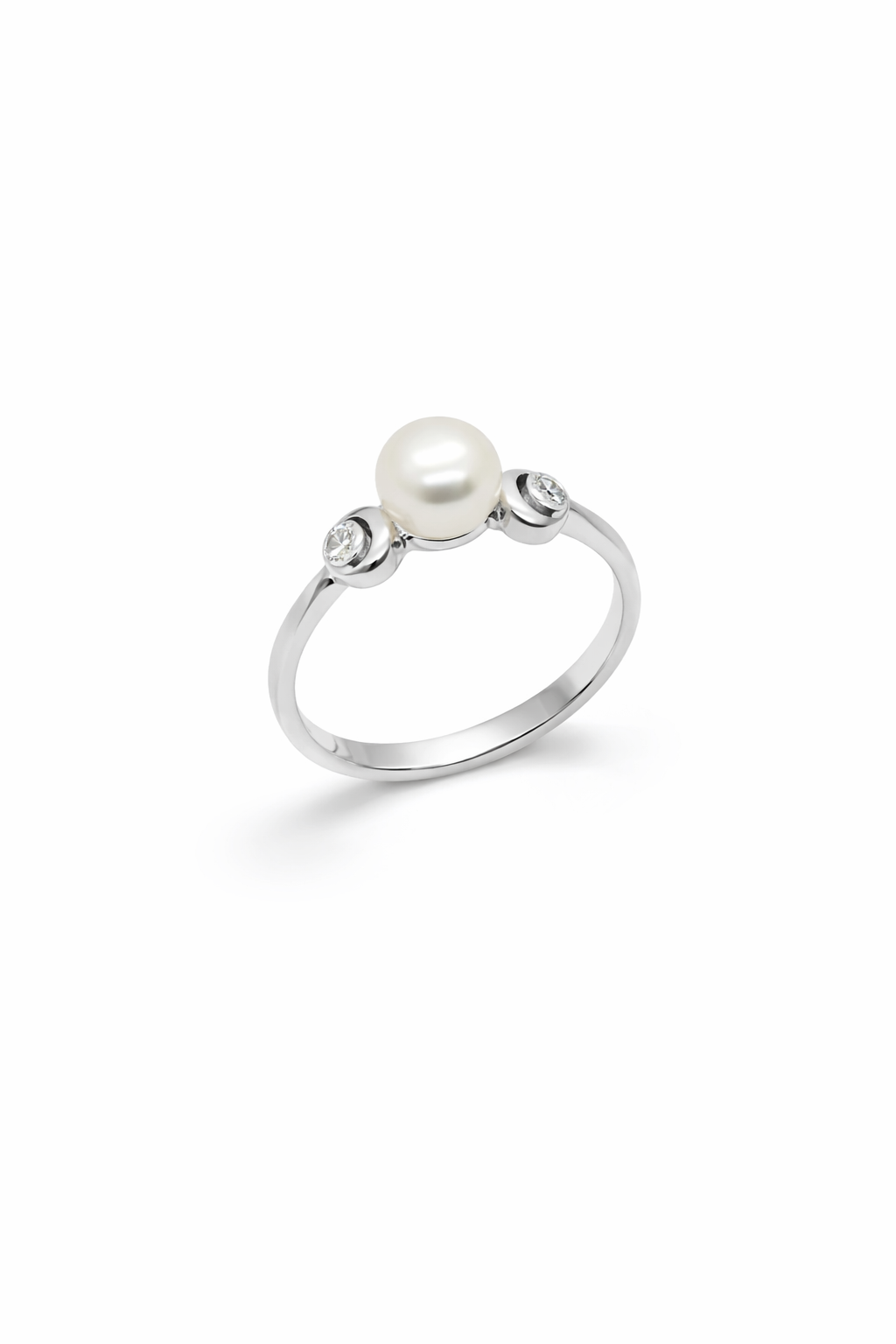 Золотий Перстень, Вага 3.07 г, Вставка Діамант 2 0.06 3/4, Перлина, Розмір 17.5 : Артикул 200000161130