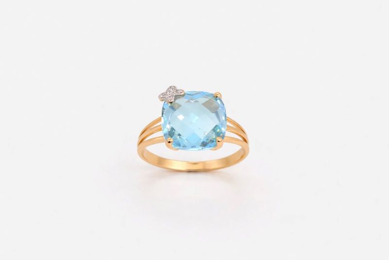 Золотий Перстень, Вага 3.81 г, Вставка Голубий Топаз, Розмір 18 : Артикул 200000044406