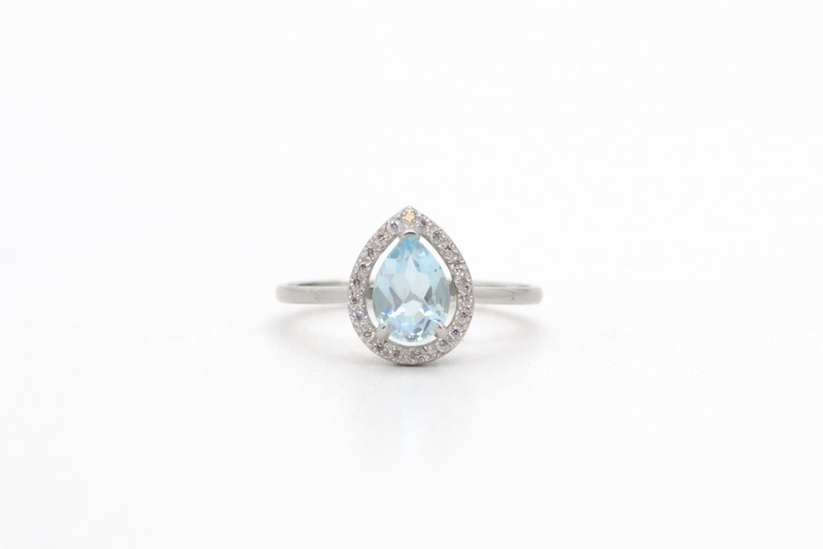 Срібний Перстень, Вага 1.70 г, Вставка Голубий Топаз, Циркон , Розмір 17.5 : Артикул 200000132176