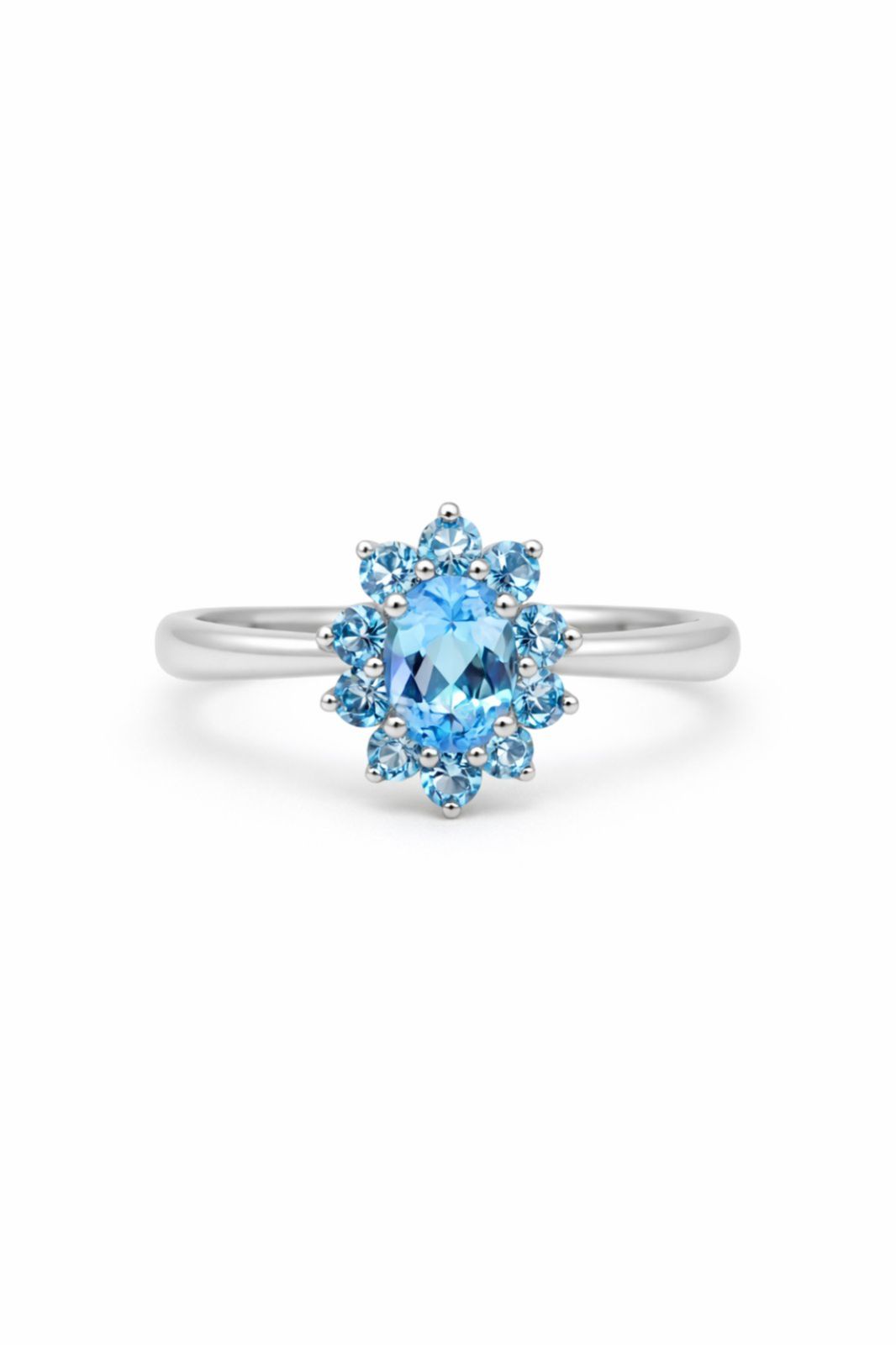 Золотий Перстень, Вага 3.75 г, Вставка Голубий Топаз, Розмір 16.5