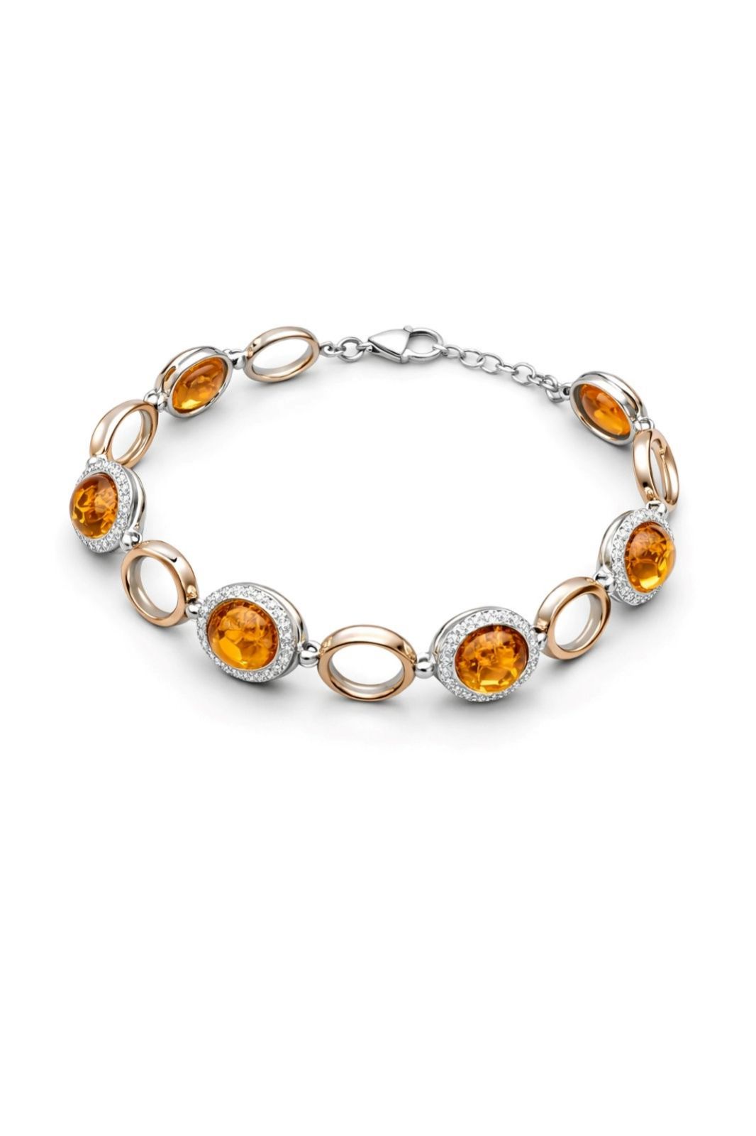 Срібний Браслет, Вага 17.36 г, Вставка Бурштин, Розмір 20.5 : Артикул 200000178774