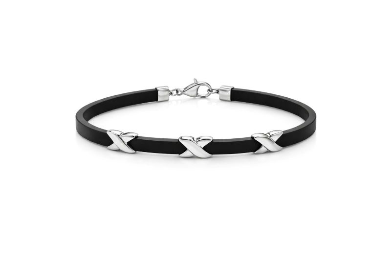 Срібний Браслет, Вага 8.70 г, Вставка Каучук, Розмір 21.5 : Артикул 200000118472