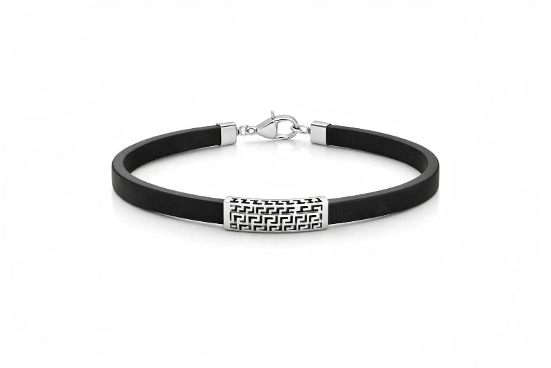 Срібний  Браслет, Вага 10.00 г, Вставка Каучук, Розмір 23.0 : Артикул 200000060072