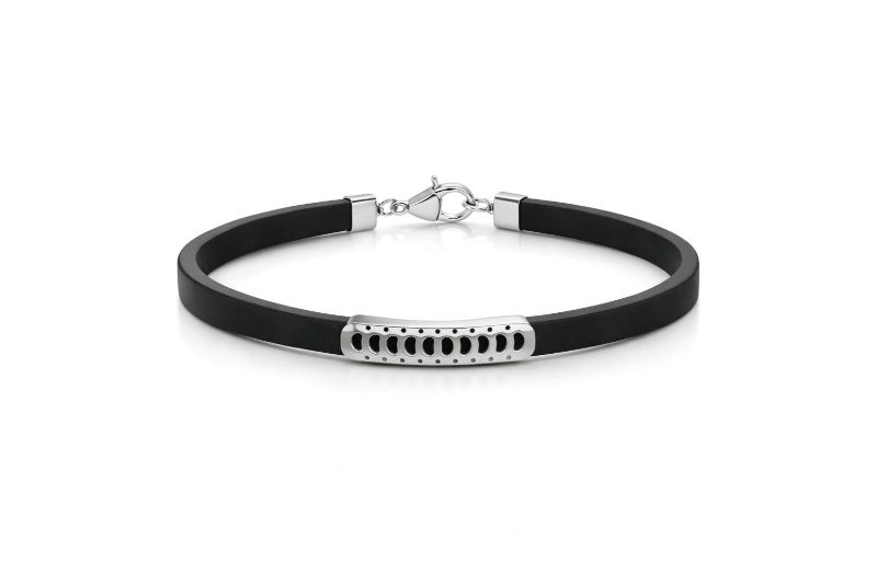 Срібний Браслет, Вага 8.80 г, Вставка Каучук, Розмір 21.5 : Артикул 200000118483