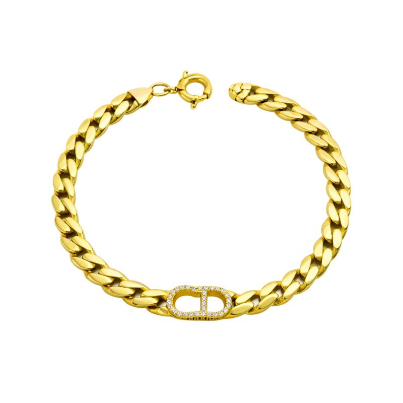 Золотий Браслет, Вага 8.43 г, Вставка Циркон, Розмір 18.5 : Артикул 200000067443