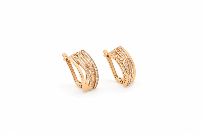 Золоті Сережки, Вага 5.33 г, Вставка Циркон : Артикул 200000160288