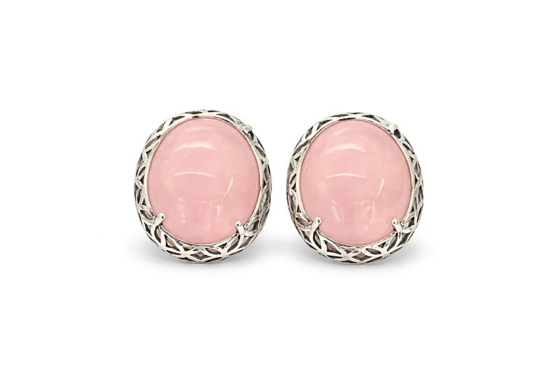 Срібні Сережки, Вага 19.24 г, Вставка Кварц Рожевий : Артикул 200000009962