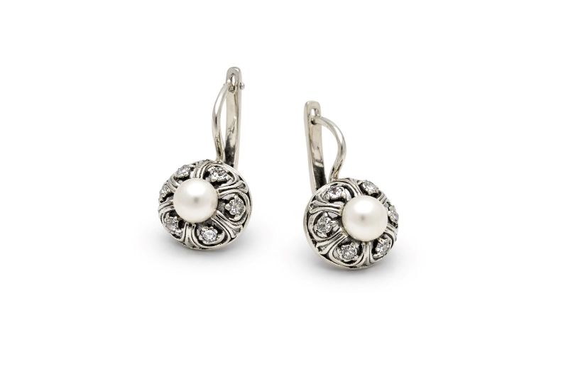 Срібні Сережки, Вага 8.16 г, Вставка ім. Перлина : Артикул 200000158788