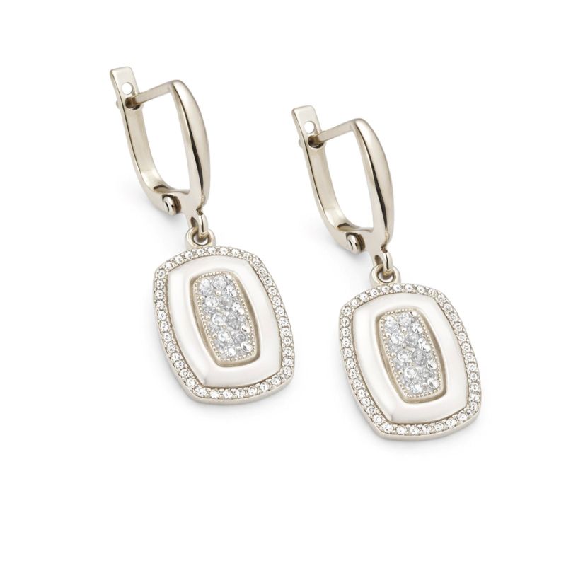 Срібні Сережки, Вага 9.60 г, Вставка Кераміка, Циркон : Артикул 200000067824