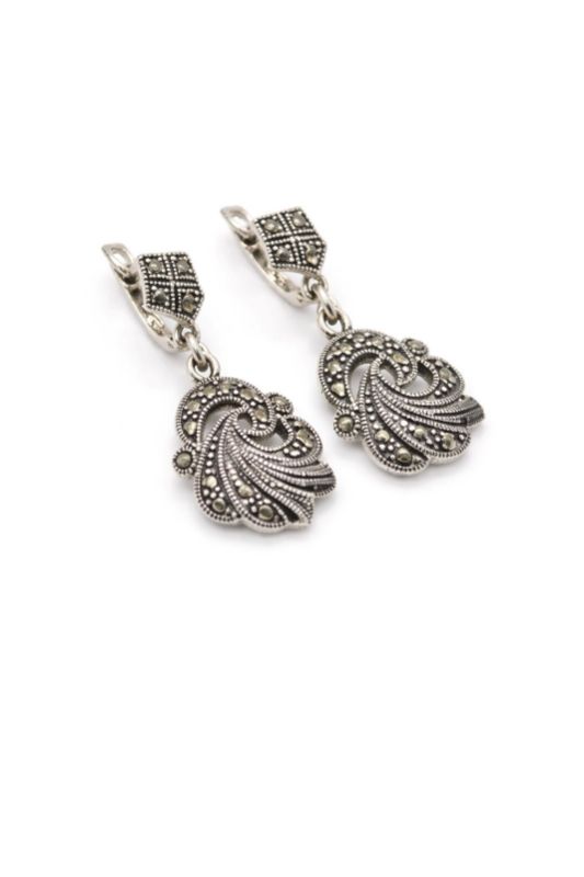 Срібні Сережки, Вага 10.00 г, Вставка Марказит : Артикул 200000086670