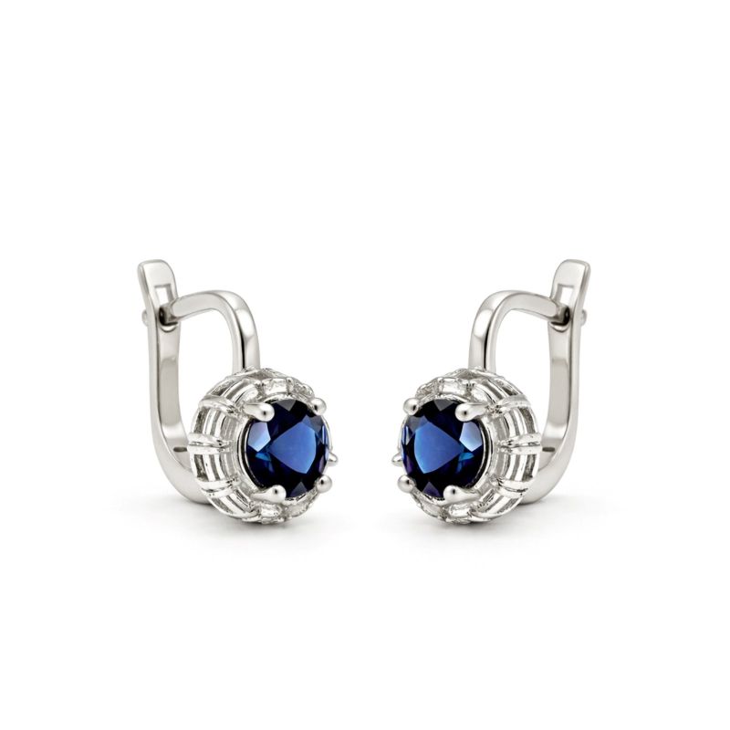 Срібні Сережки, Вага 3.10 г, Вставка Nano Сапфір : Артикул 200000138288