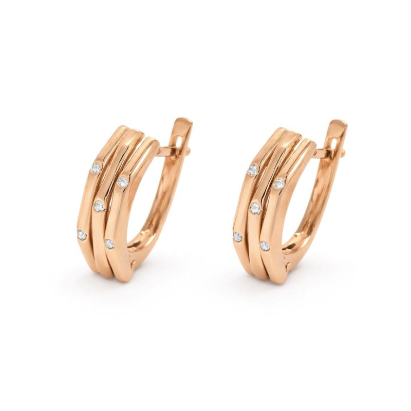 Золоті Сережки, Вага 4.39 г, Вставка Діамант 0.06 3/6 : Артикул 200000150541