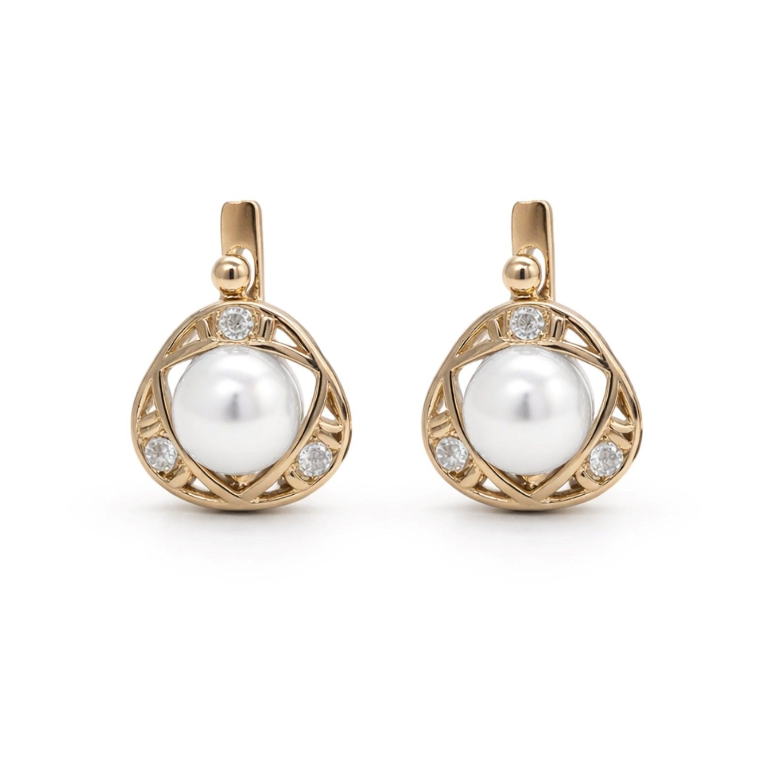 Золоті Сережки, Вага 4.45 г, Вставка Перлина, Циркон : Артикул 200000043722