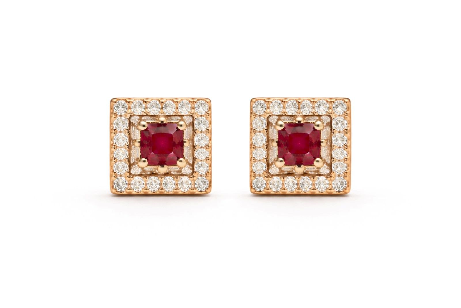 Золоті Сережки, Вага 2.31 г, Вставка Діамант 0.16 3/6, Рубін 0.30 : Артикул 200000190575
