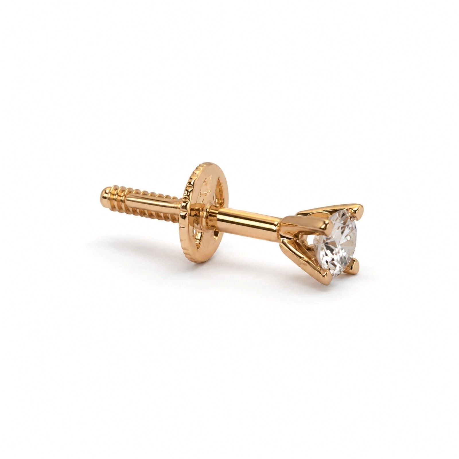 Золота Сережка, Вага 0.36 г, Вставка Діамант 0.10 ct HPHT/CVD
